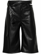 Jade Cropper Blue Cut-Out Faux-Leather Shorts