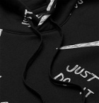 Nike - Logo-Print Fleece-Back Cotton-Blend Jersey Hoodie - Black