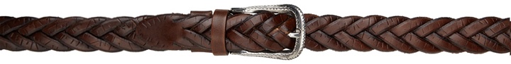 Photo: Brunello Cucinelli Brown Scratched Braided Leather Belt