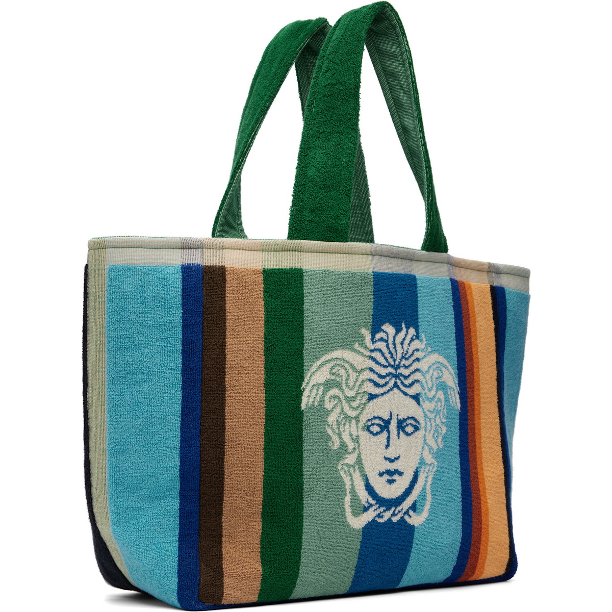 Versace Multicolor Striped Cotton-Terry Jacquard Tote