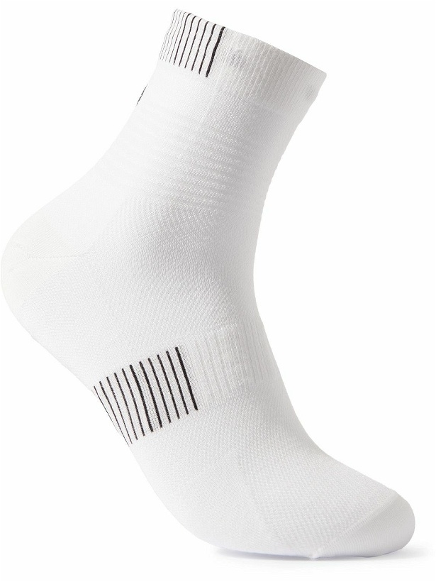 Photo: ON - Ultralight Mid Striped Recycled-Mesh Running Socks - White