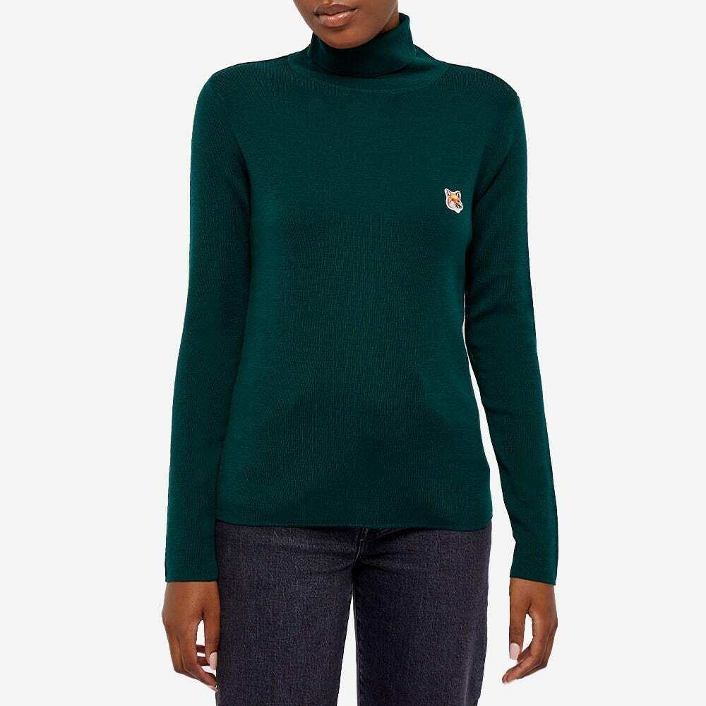 Maison Kitsuné Women's Fox Head Patch Fitted Turtleneck in Deep