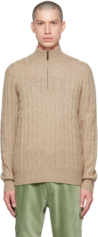 Photo: Polo Ralph Lauren Beige Half-Zip Sweater