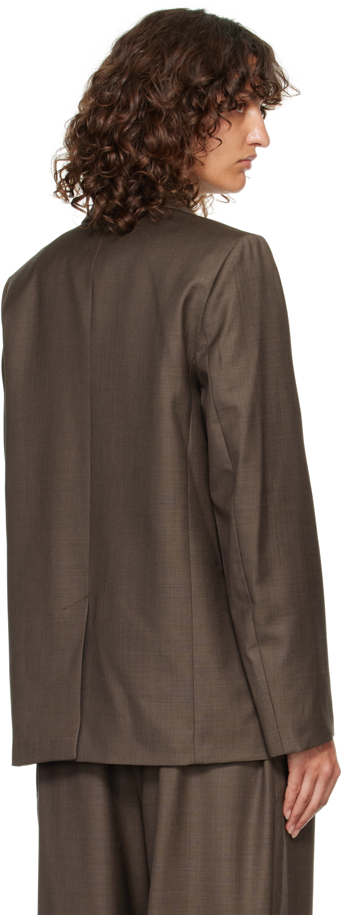 Loulou de Saison Brown Marcia Chambray Wool Blazer