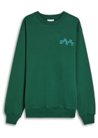 DRÔLE DE Monsieur Le Sweatshirt Plateau Embroidered Cotton Sweatshirt Dark Green
