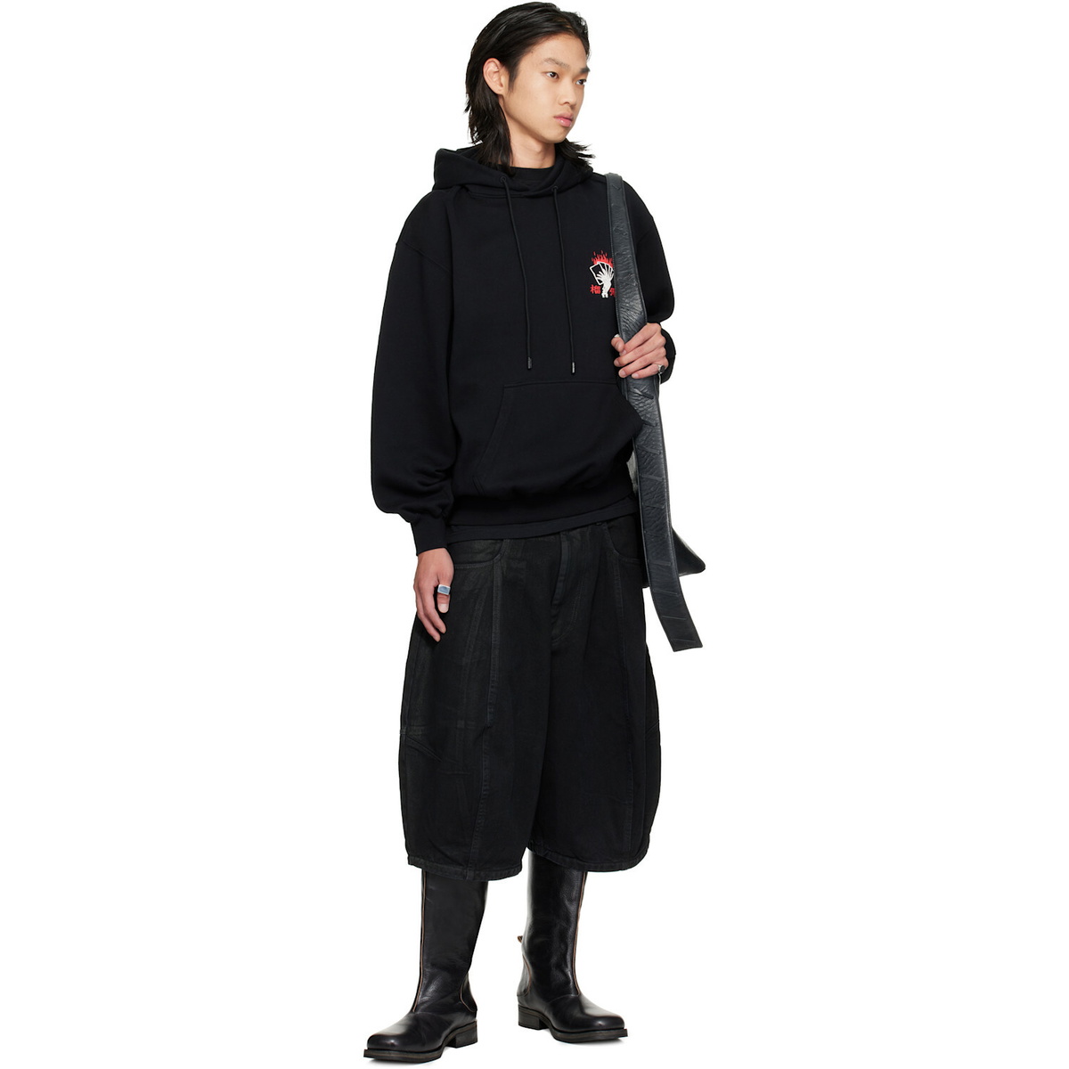 LU'U DAN Black Puffa Shorts