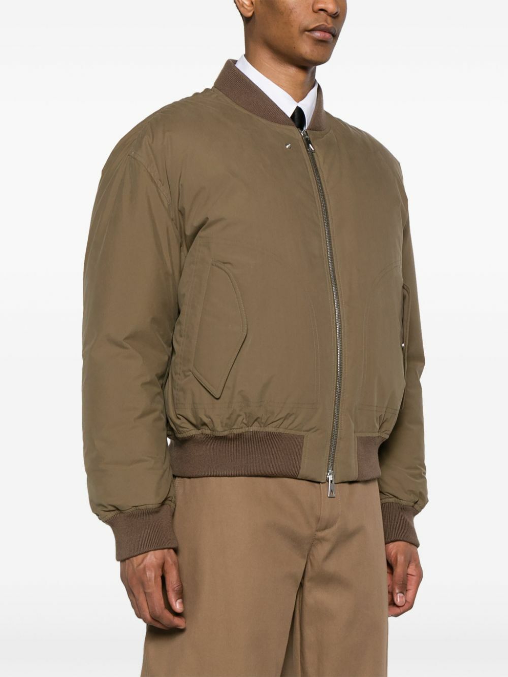 Bottega Veneta Brown Zip-Up Cotton Bomber Jacket Bottega Veneta