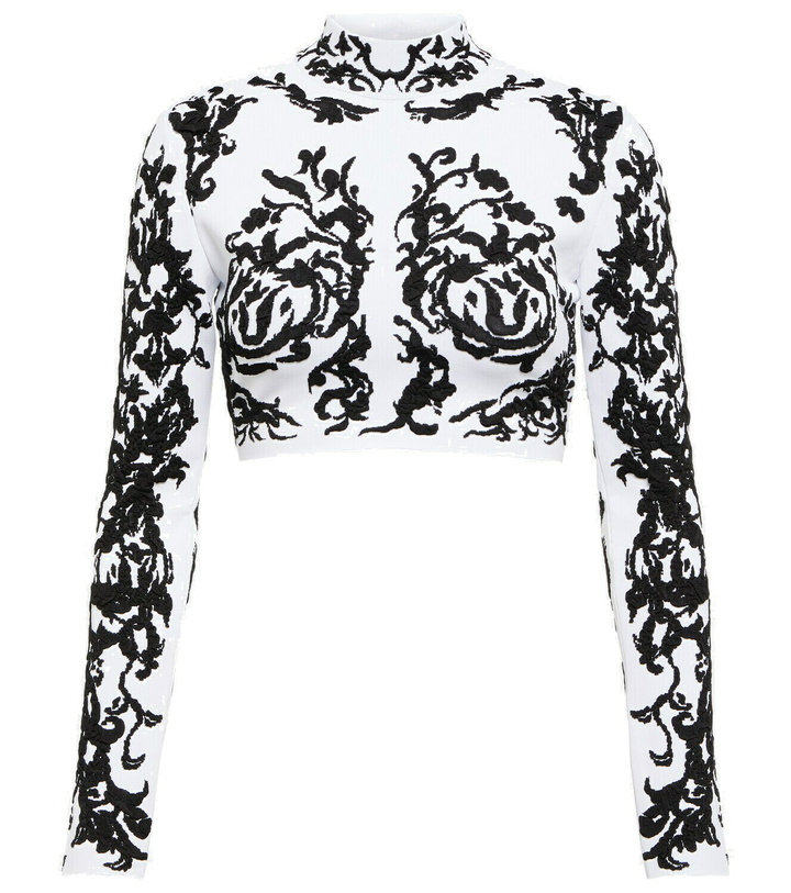 Photo: Alaïa Calligraphy jacquard crop top