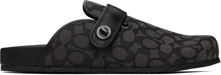 Photo: Coach 1941 Black & Gray Signature Jacquard Slip-on Loafers
