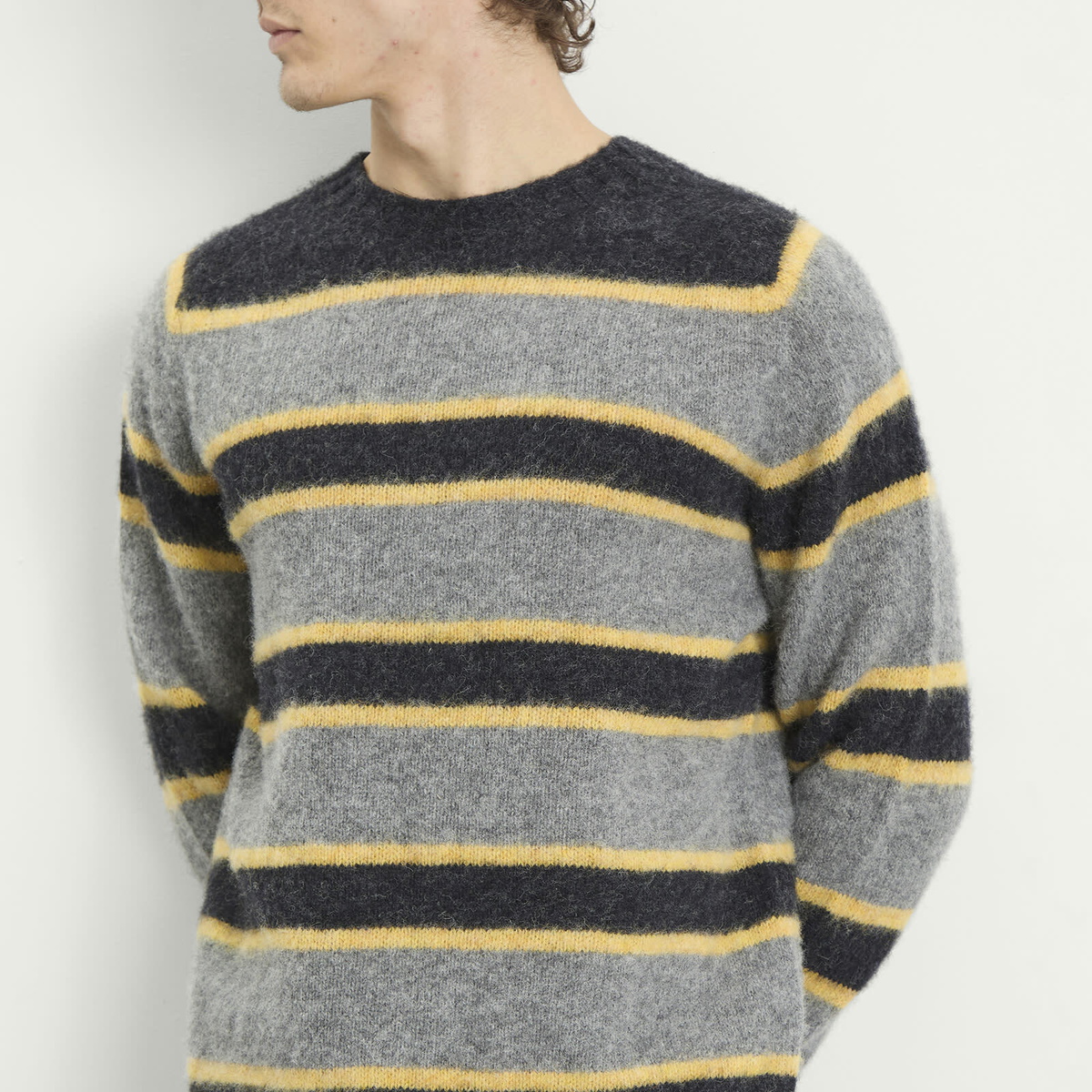 Howlin by Morrison Men's Howlin' Absolute Belter Stripe Jumper in Charcoal