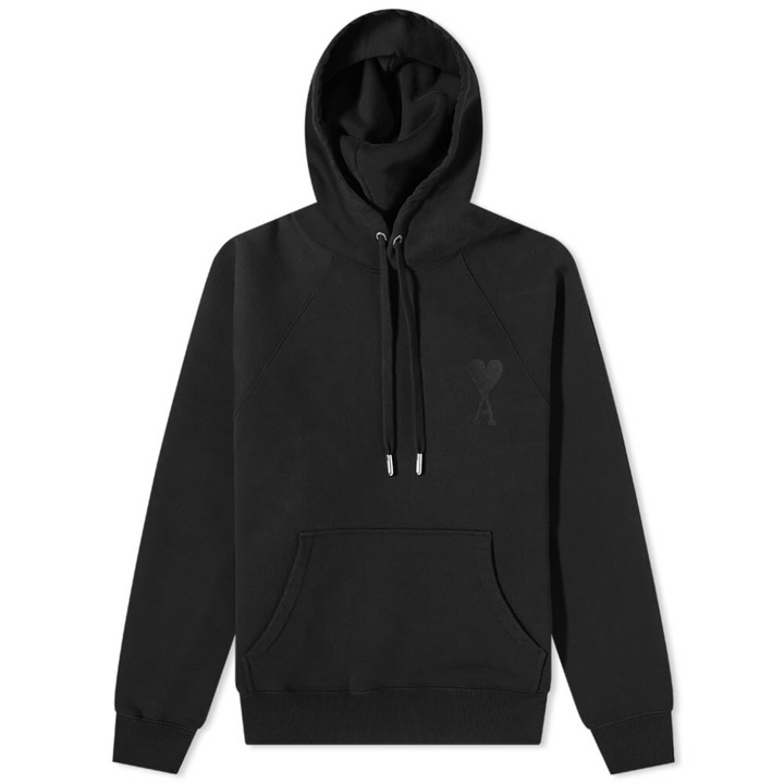 Photo: AMI Men's Tonal Heart Popover Hoody in Black