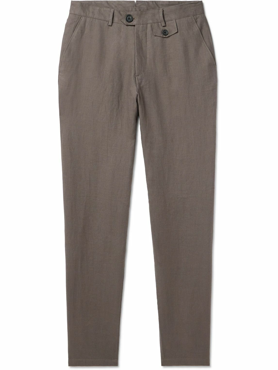 Oliver Spencer - Fishtail Tapered Linen Trousers - Brown