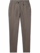 Oliver Spencer - Fishtail Tapered Linen Trousers - Brown