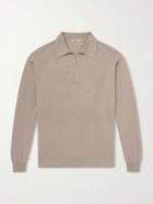 Auralee - Open-Collar Cashmere and Silk-Blend Polo Shirt - Brown
