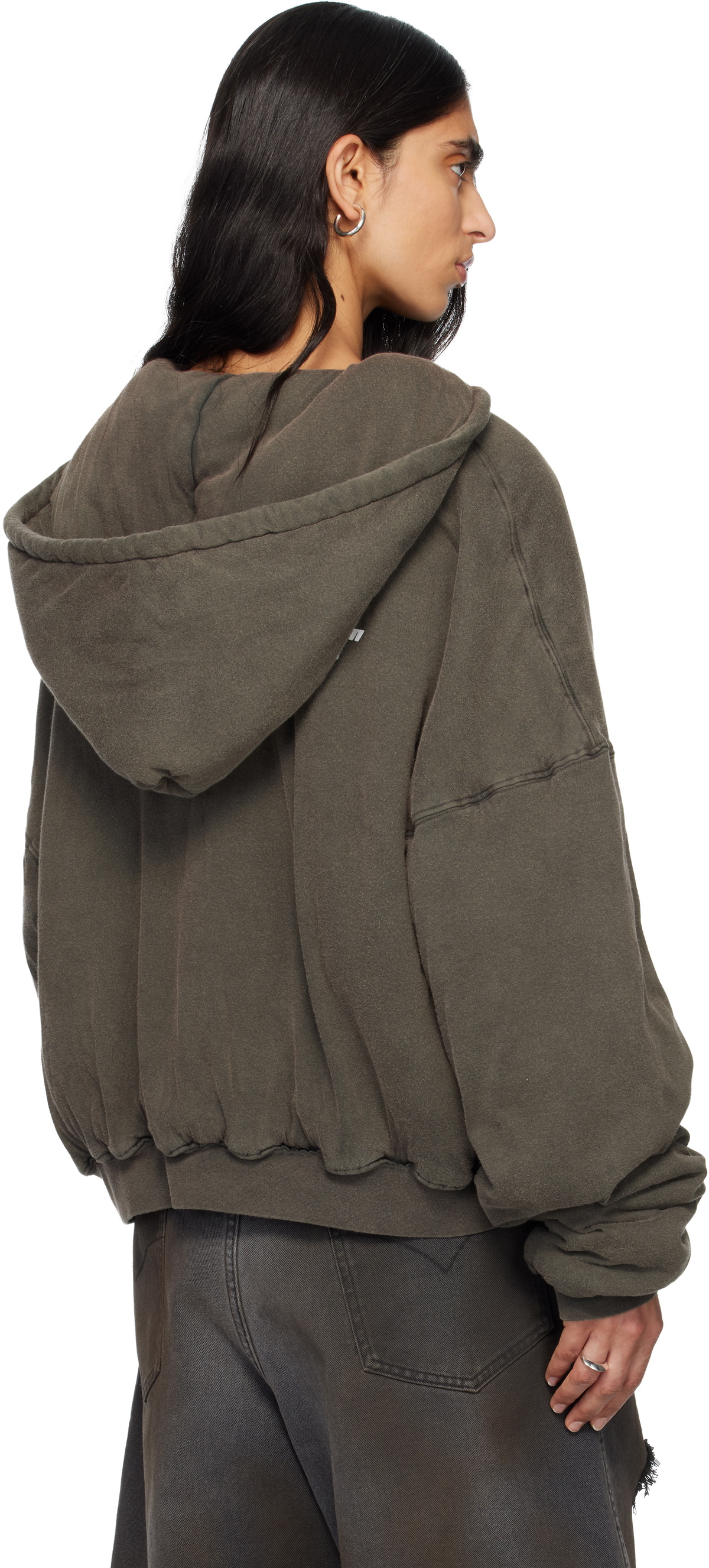 LU'U DAN Gray Wadded Hoodie