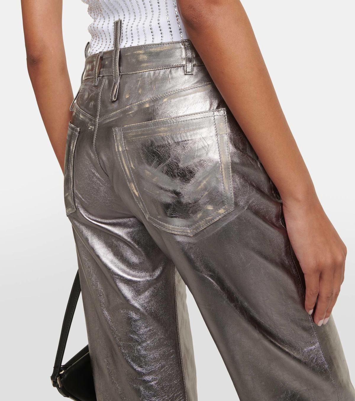 The Attico Metallic leather straight pants The Attico