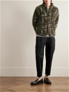 YMC - Beach Shawl-Collar Printed Fleece Jacket - Green