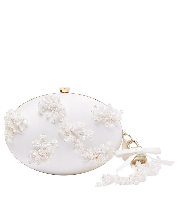 Photo: Self-Portrait Oval Small embellished satin clutch