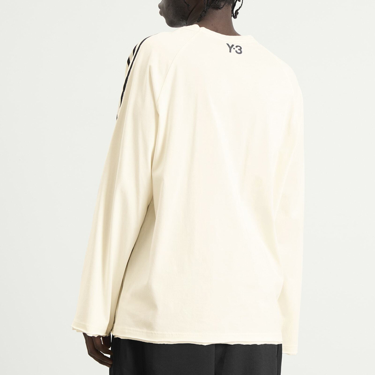 Y-3 Men's Distressed Long Sleeve T-Shirt in Beige