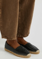 Saint Laurent Logo-embossed Leather Espadrilles Black