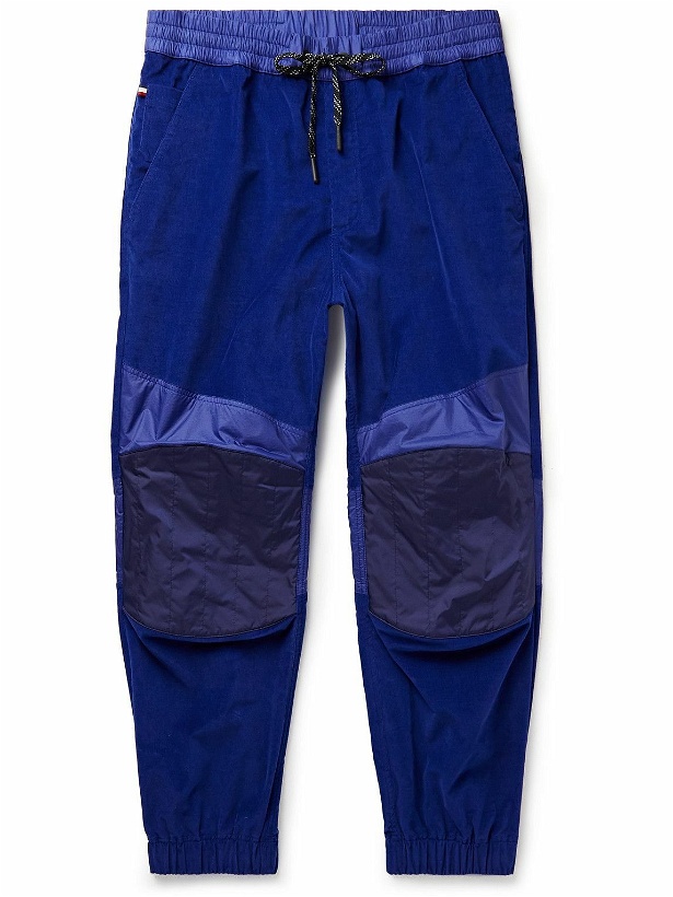 Photo: Moncler Grenoble - Tapered Cotton-Blend Corduroy, Ripstop and Shell Drawstring Trousers - Blue