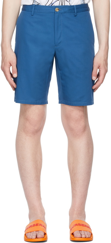 Photo: Burberry Blue Logo Appliqué Chino Shorts