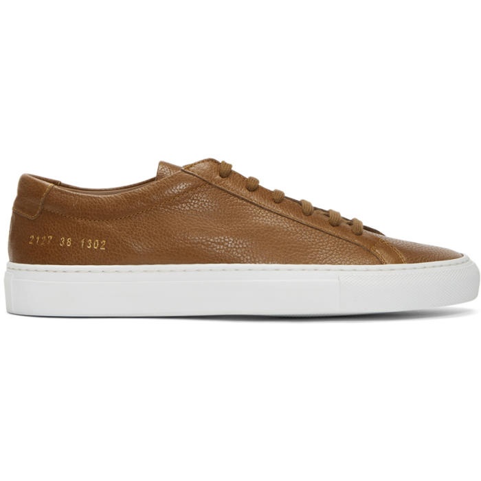 Photo: Common Projects Tan and White Original Achilles Low Premium Sneakers 