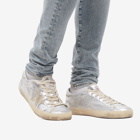 Golden Goose Men's Super-Star Leather Sneakers in Silver/Ivory