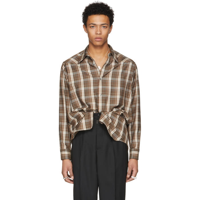 Photo: Maison Margiela Brown Long Plaid Shirt