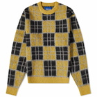 Awake NY Checked Mohair Crew Knit in Yellow