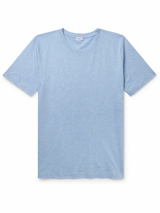 Photo: Zimmerli - Filo di Scozia Cotton and Linen-Blend T-Shirt - Blue