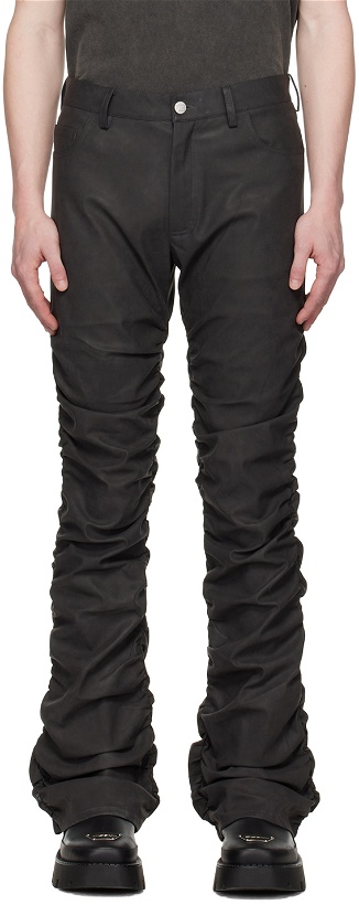 Photo: MISBHV Black Ruched Faux-Leather Trousers
