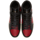 Saint Laurent Black and Red SL/10 High-Top Sneakers