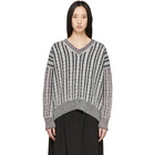 Loewe Grey Wool Cable V-Neck Sweater