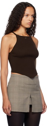 Courrèges Brown Pointy Rib Knit Tank Top