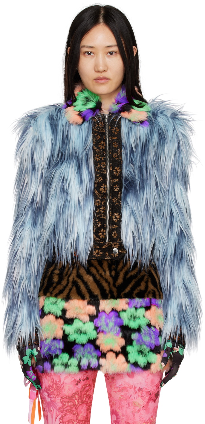 SHUTING QIU Blue Patchwork Jacket