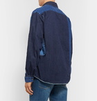 KAPITAL - Distressed Patchwork Linen and Cotton-Blend Chambray Shirt - Blue