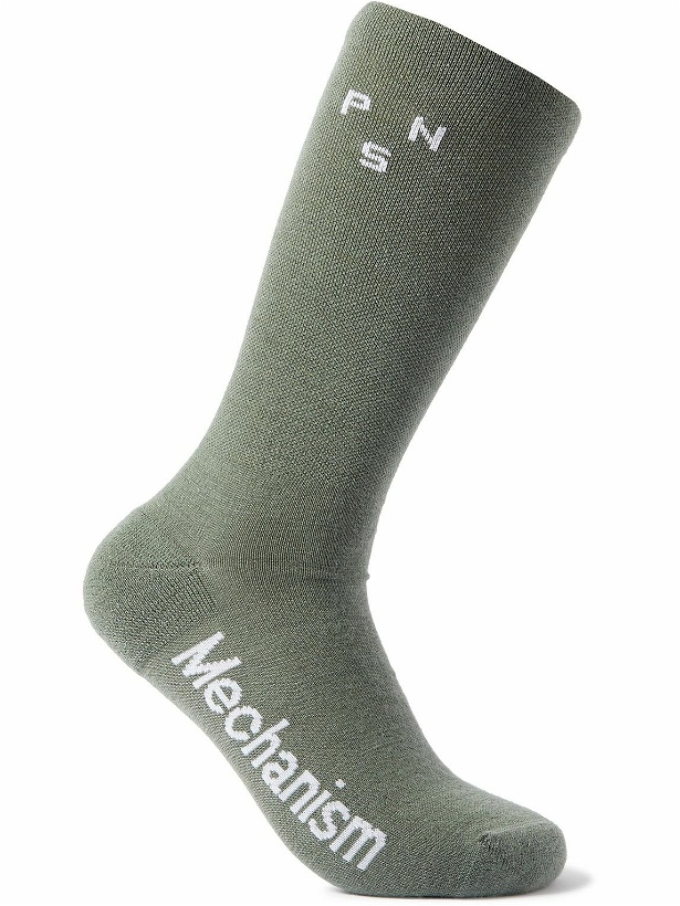Photo: Pas Normal Studios - Mechanism Thermal Merino Wool-Blend Cycling Socks - Green
