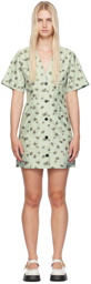 GANNI Green Floral Minidress