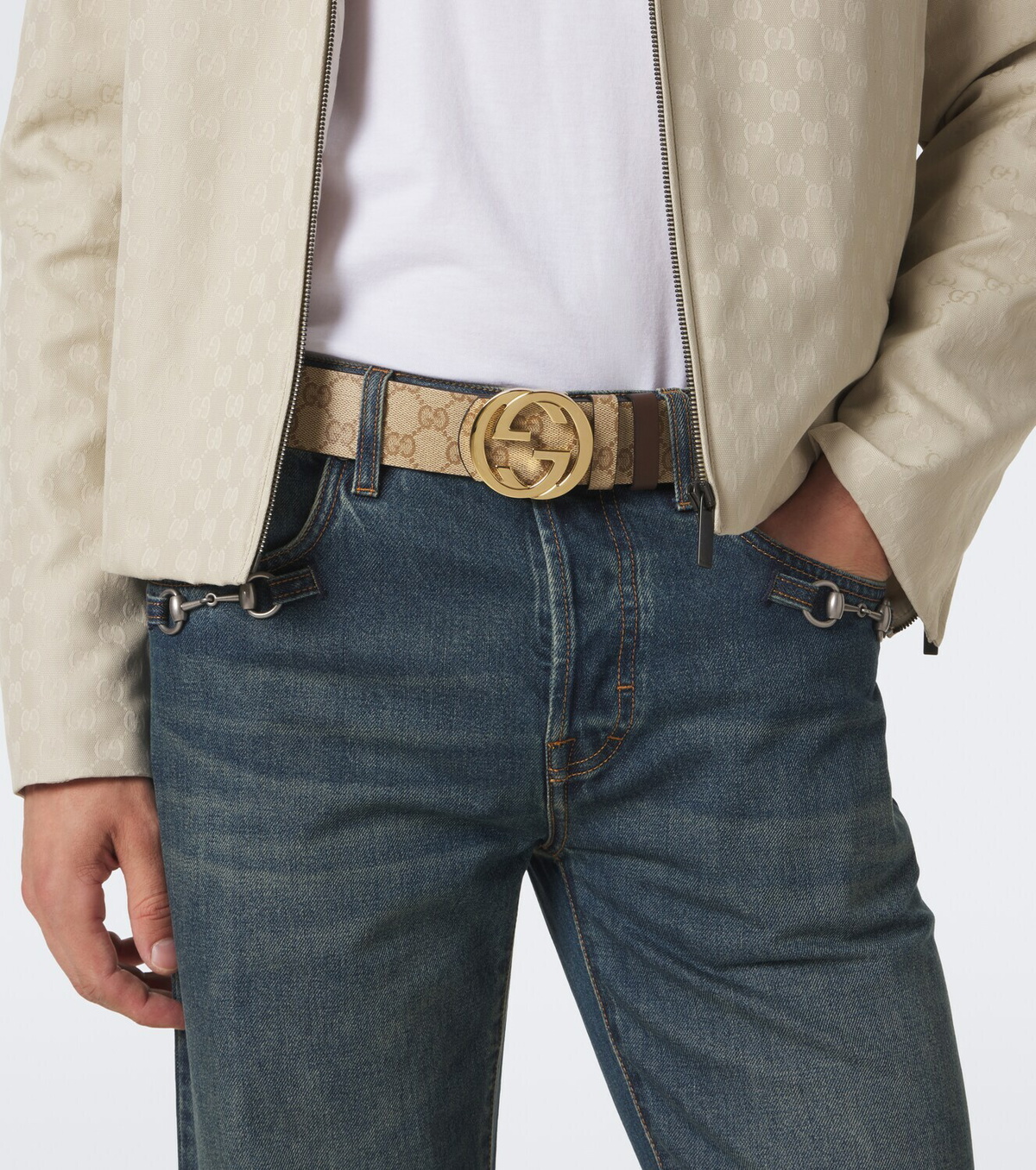 Gucci GG canvas reversible belt