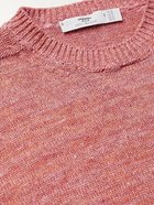 INIS MEÁIN - Slim-Fit Mélange Linen Sweater - Red