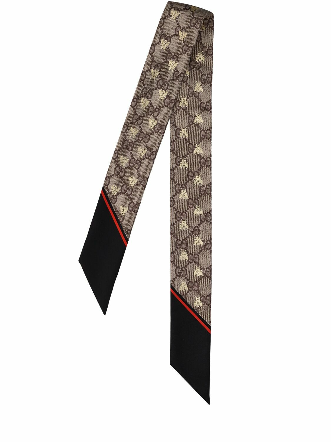 GUCCI - Gg & Bee Printed Silk Twill Neck Bow Gucci