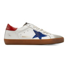 Golden Goose White and Blue Superstar Sneakers