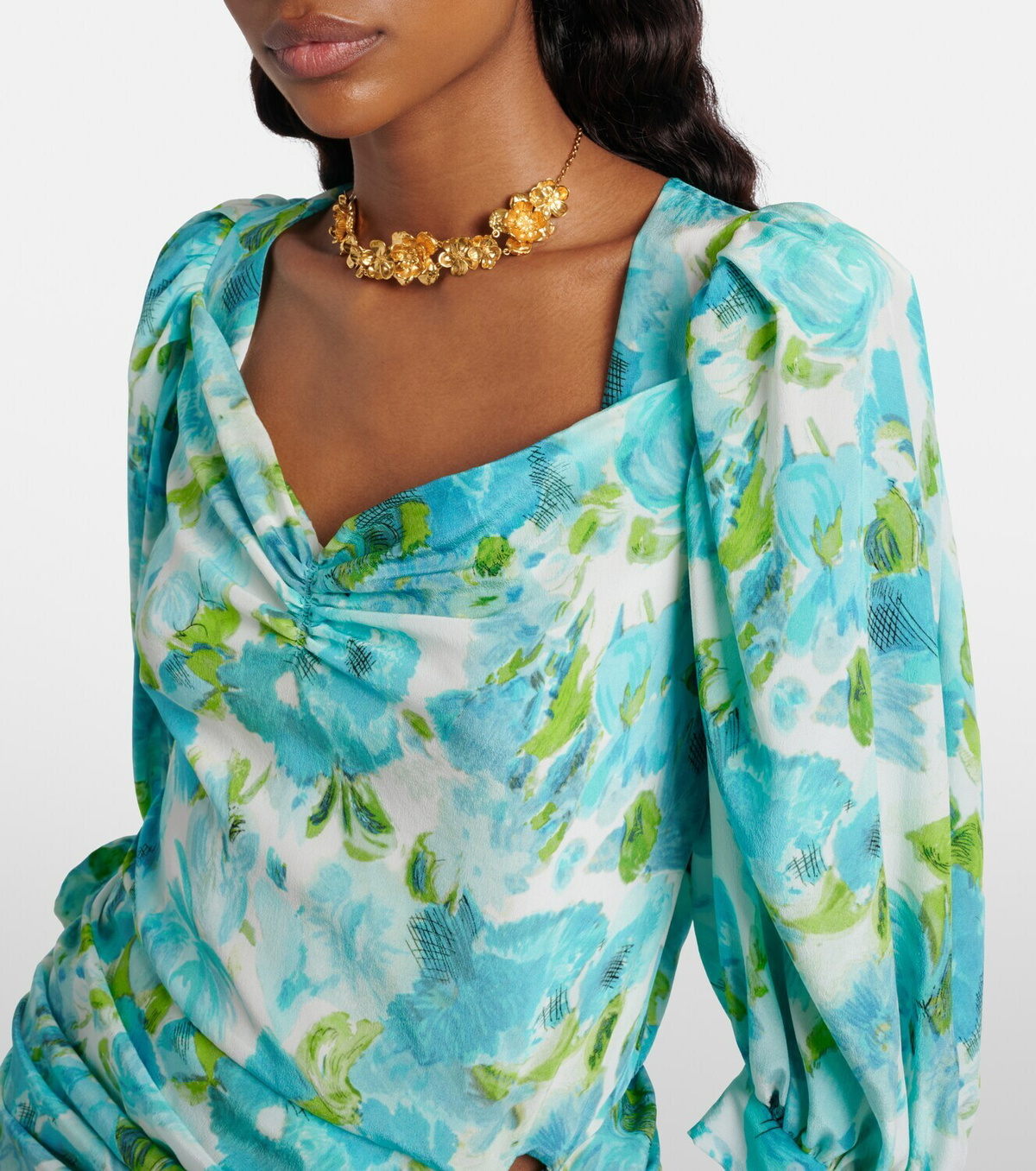 Chloé Draped floral silk minidress