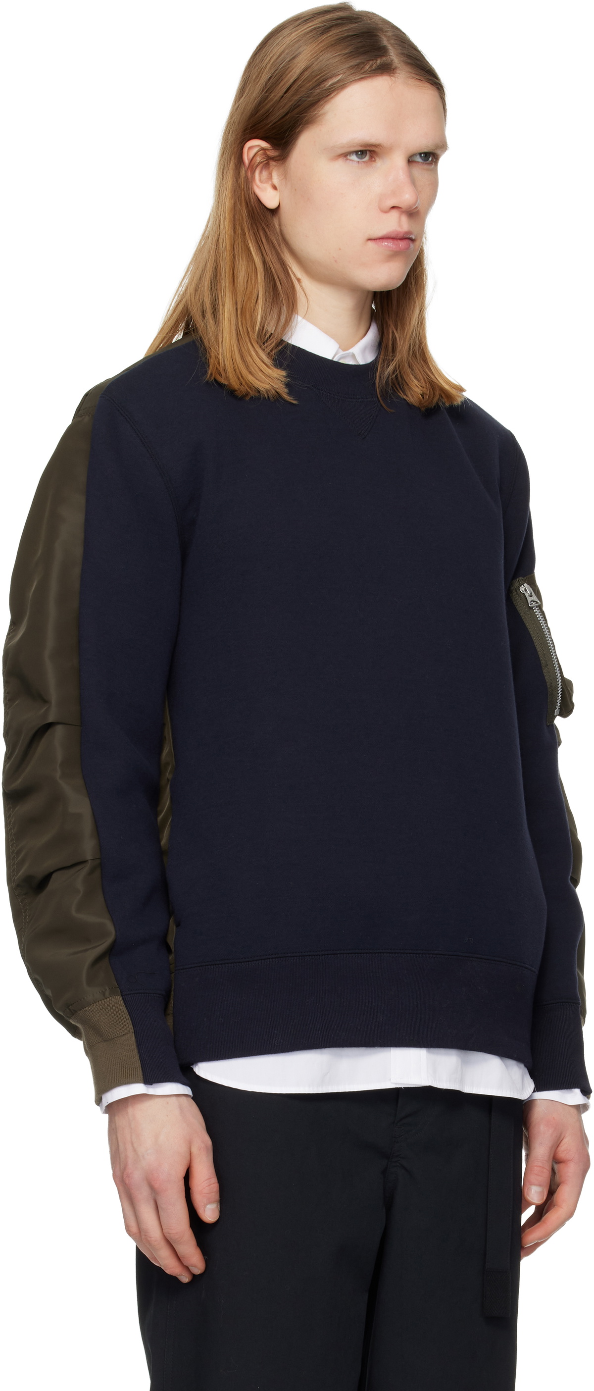 sacai Navy & Khaki Sponge Pullover Sweatshirt