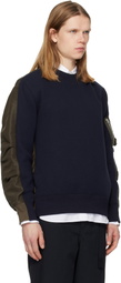 sacai Navy & Khaki Sponge Pullover Sweatshirt