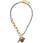 Alexander McQueen Silver and Gold Long Chain Charms Necklace