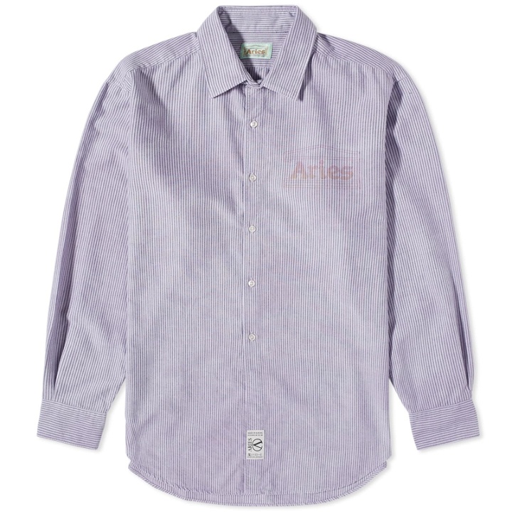 Photo: Aries Over Dyed Oxford Stripe Shirt in Lilac