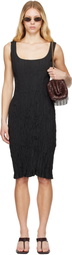 Bottega Veneta Black Crinkled Midi Dress