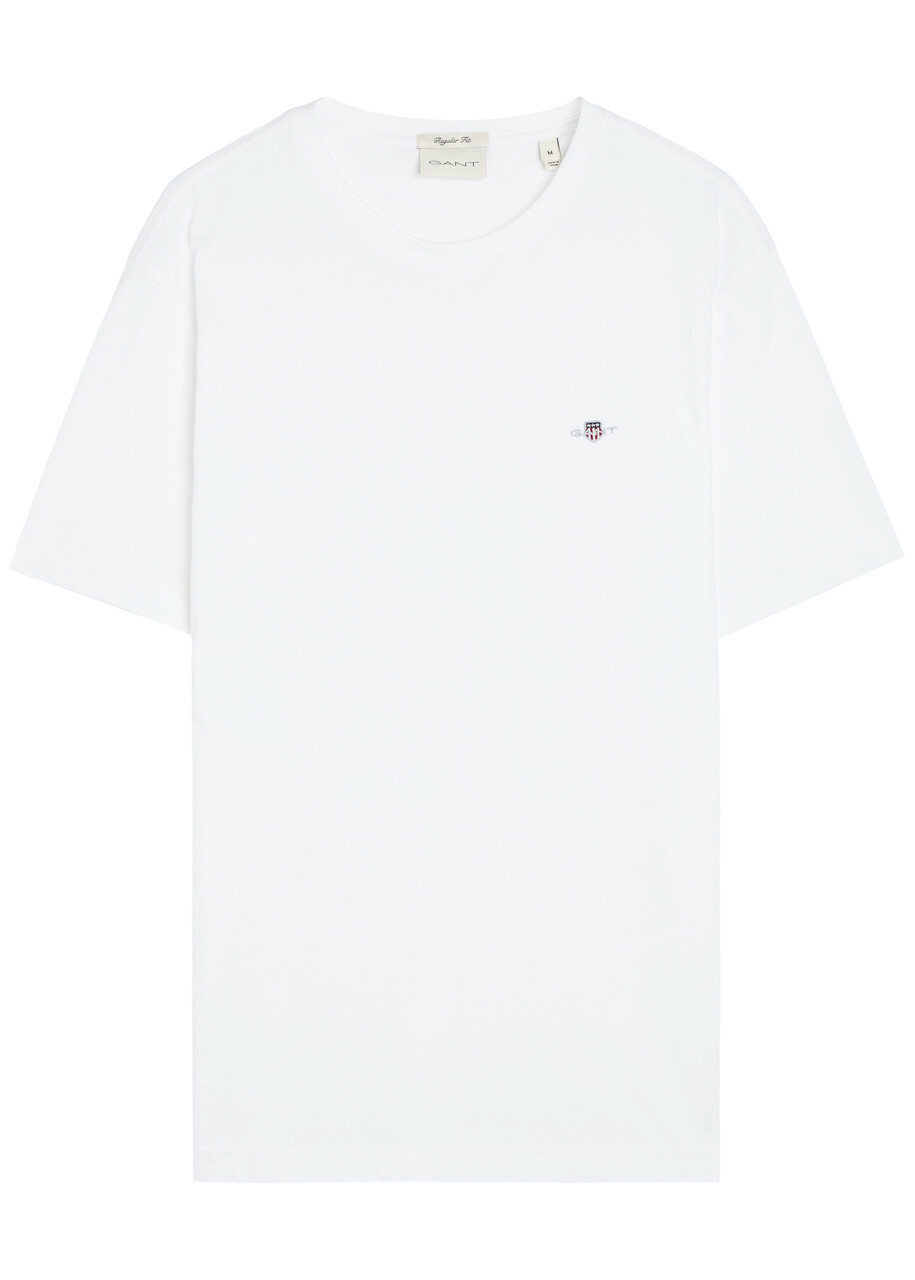 Gant Logo-embroidered Cotton T-shirt White